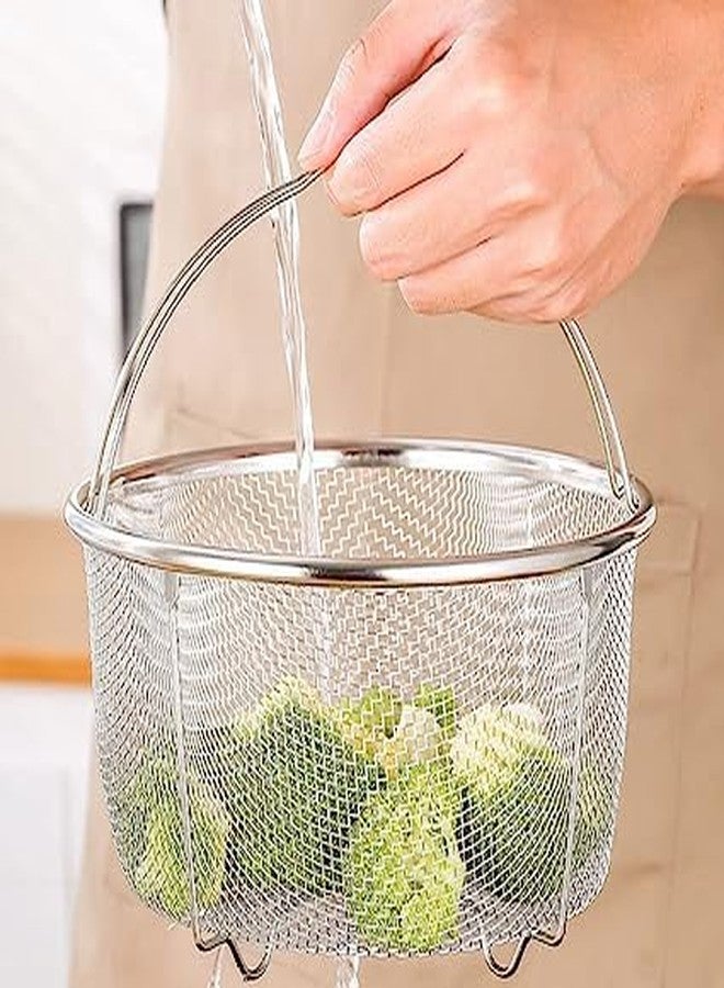Snevad Kitchen Frying Basket Strainer Stainless Steel Mesh Can with Leaky Noodles Drain Food Steam Foldable Handle for Pot Round Portable Filter Oil Washing Vegetable Fruits. - Image 4